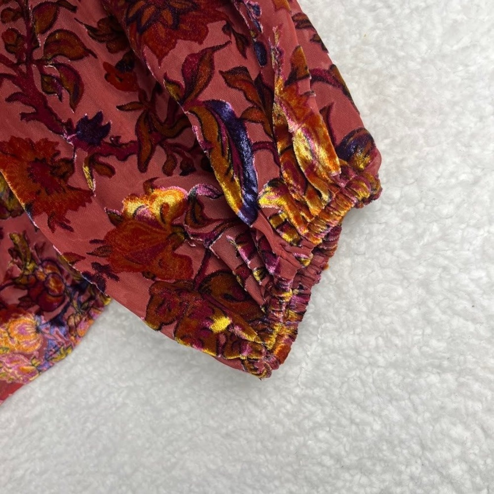 Anthropologie Velvet Burnout Floral Blouse Romantic Boho Prairie Top Womens XL - Picture 16 of 16